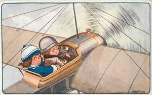 Aurelio BERTIGLIA drawn children plane Italian artist postcard