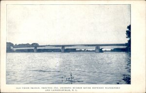 Lansingburgh NY Old Union Bridge Hudson River c1900-20s Vintage Postcard