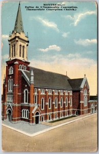 Montreal Canada Eglise de L'Immaculee Conception Church Religious Bldg. Postcard