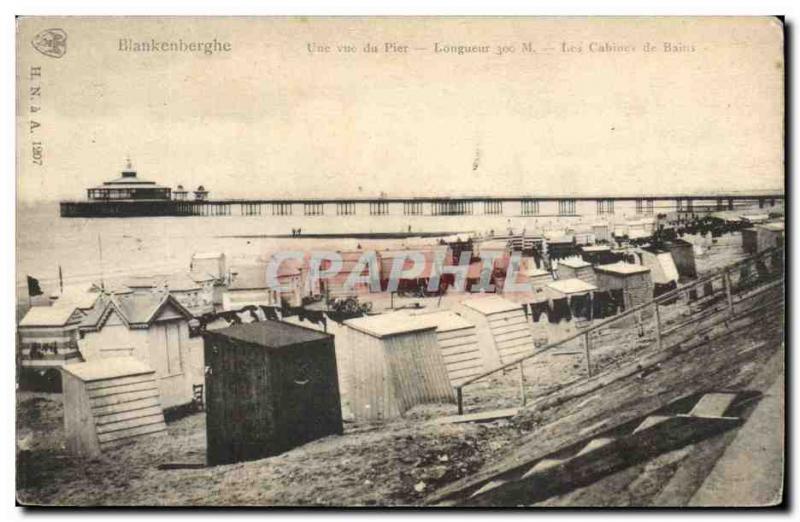 Belgie Belgium Postcard Old Blankenberghe A view of Pier bathroom cabins