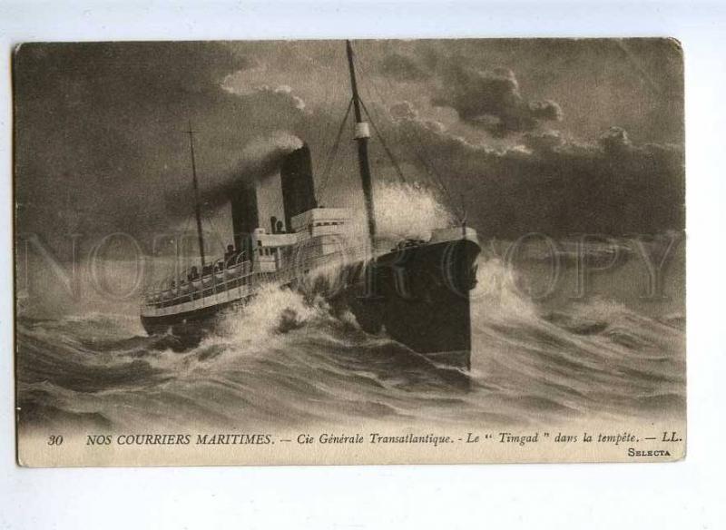 190908 FRANCE courrier ship TIMGAD Vintage postcard