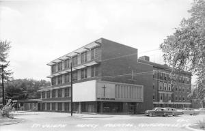Centerville Iowa~Saint Joseph Mercy Hospital~NICE 1950s Cars~Real Photo Postcard