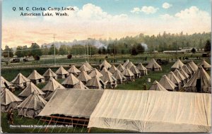 Postcard Q.M.C. Clerks, Camp Lewis in American Lake, Washington