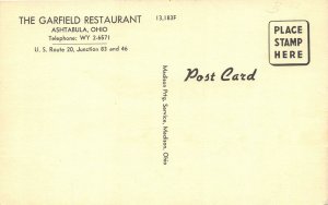 Garfield Ohio 1950s Postcard Garfield Restaurant Seafood Chicken Steaks Chops