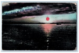 1912 Moonlight at Fort Slocum New York NY Posted Antique Postcard 