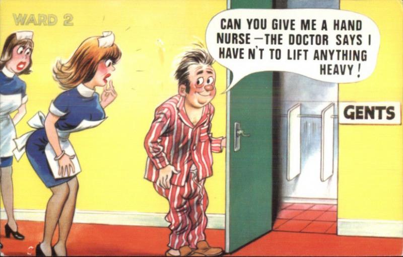 Sexy Nurse Pervert Patient Mn Needs Help in Bathroom Bamforth Postcard