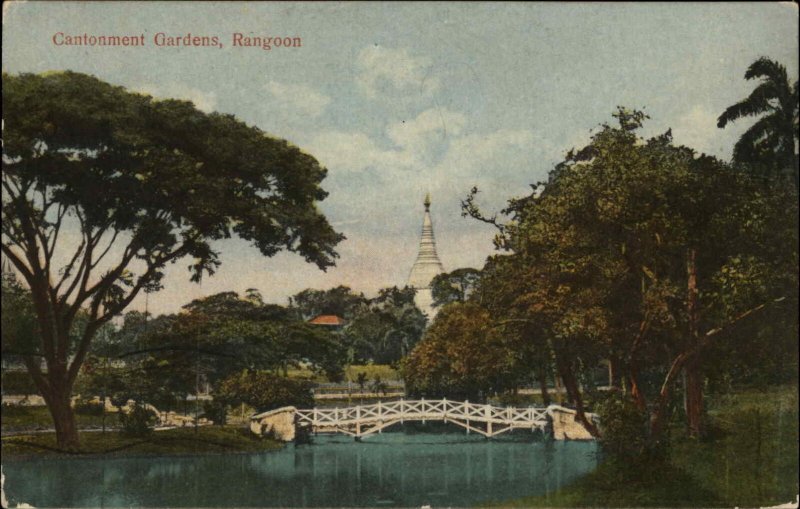 Rangoon - Cantonment Gardens 1930 Used Postcard