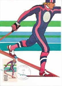 Nordic Skiing Stamp 1984 Los Angeles Olympics Artwork By Robert Peak