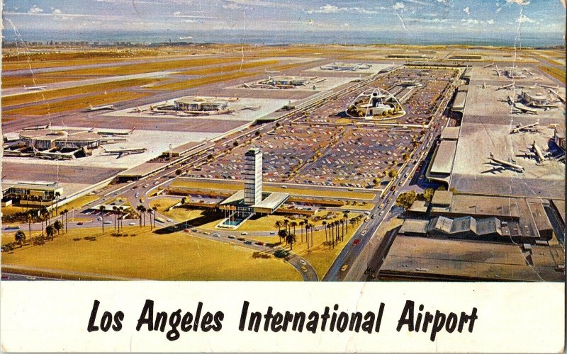 Los Angeles International Airport Aerial View WOB Plastichrome Vintage Postcard