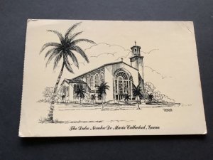 The Dulce Nombre De Maria Cathedral, Guam building & palm trees Postcard   59878 