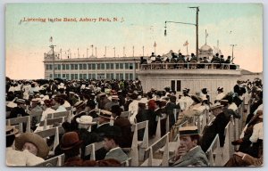 1910's Crowd Gathers Listening To Band Asbury Park New Jersey Posted Postcard