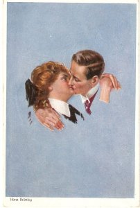 Horst Brutting. Couple. The Kiss Old vintage German artist drawn postcard