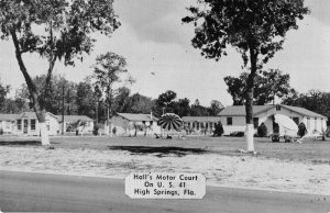 High Springs Florida birds eye view Hall's Motor Court antique pc BB3444