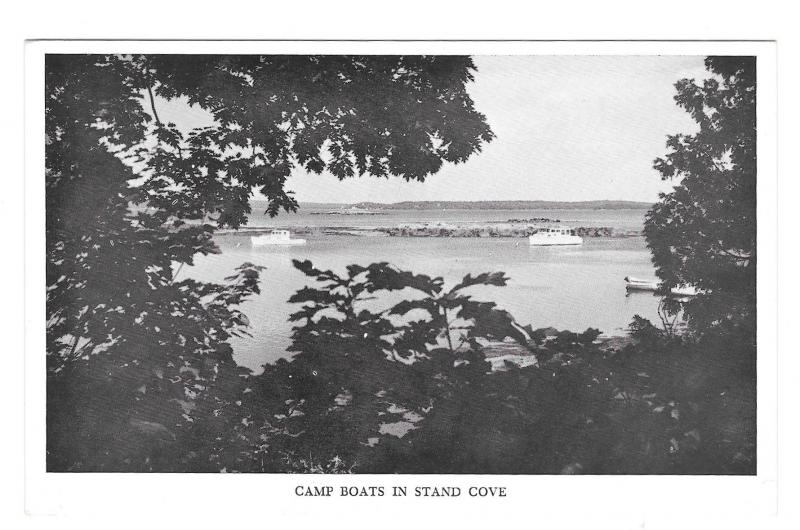 Maine Hiram Blake Camp Boats in Stand Cove Penobscot Bay Cape Rossier Postcard