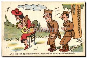 Old Postcard Fantaisie Bebe Army Soldiers