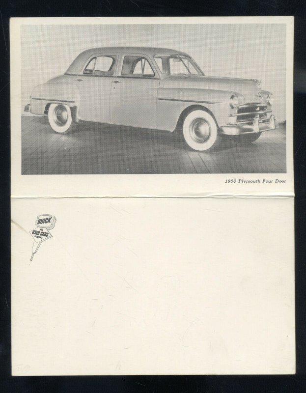 1950 PLYMOUTH FOUR DOOR VINTAGE CAR DEALER ADVERTISING POSTCARD '50 MOPAR