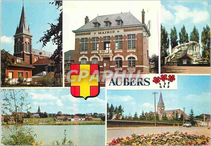 Postcard Modern Aubers Village Fleuri