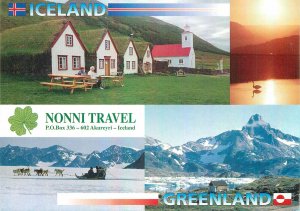 Postcard Finland multi view iceland greenland church sunset nonni travel sledge