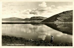 iceland, Frá Sandey í Þingvallavatni, Panorama (1950s) RPPC Postcard (1)