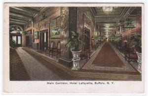 Interior Hotel Lafayette Buffalo New York 1924 postcard