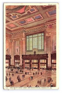 Fred Harvey Postcard East End Grand Lobby Union Station Kansas City MO. Missouri