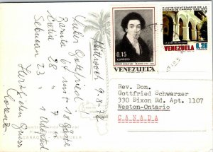 VINTAGE CONTINENTAL SIZE POSTCARD STREET SCENE AT NIGHT CARACAS VENEZUELA 1972