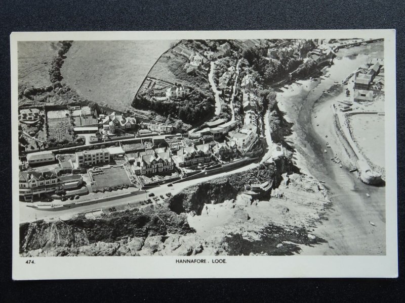 Cornwall LOOE - HANNAFORE Aerial View - Old RP Postcard by Overland Views