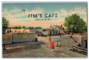 1950's Jim's Cafe Dirt Road Building Cross Tower Texico New Mexico NM Postcard