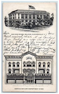 1905 High School Building Department Store Gloversville NY Antique Postcard