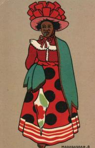 MADAGASCAR WOMAN'S COSTUME ANTIQUE POSTCARD