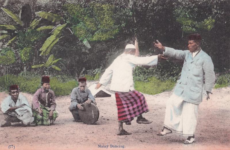 Malay Dancing Singapore Old Postcard