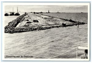 1953 Dike construction for the Oostpolder Groningen Netherlands Postcard