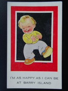 Wales BARRY ISLAND I'm As Happy As I Can Be.... c1930s Comic Postcard