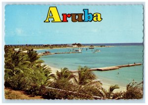 c1920s Palms Trees Sun and Fun on Aruba's Famous Beaches Postcard