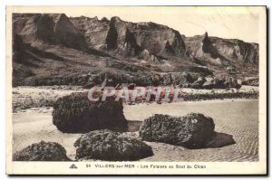 Old Postcard Villers sur Mer The Cliffs at Dog Leaping