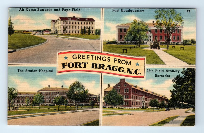 Greetings From Fort Bragg North Carolina NC Multi View Banner Linen