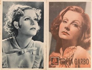 Lot of 2 vintage pictorial cards Swedish-American actress GRETA GARBO 