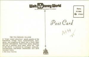 Vtg Chrome Postcard Walt Disney World 1970s Polynesian Village Aerial View UNP