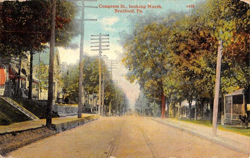 Bradford Pennsylvania Congress St Scene Residential Antique Postcard K20182