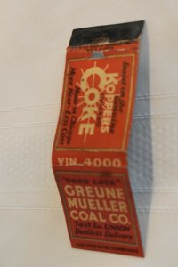 Greune Mueller Coal Co.  20 Strike Matchbook Cover