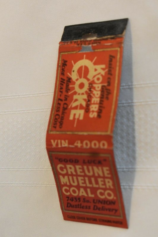 Greune Mueller Coal Co.  20 Strike Matchbook Cover