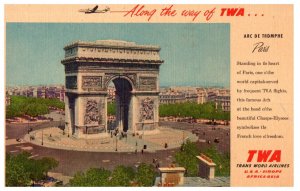 Trans World Airlines standing in the heart of Paris Airline Issued Postcard