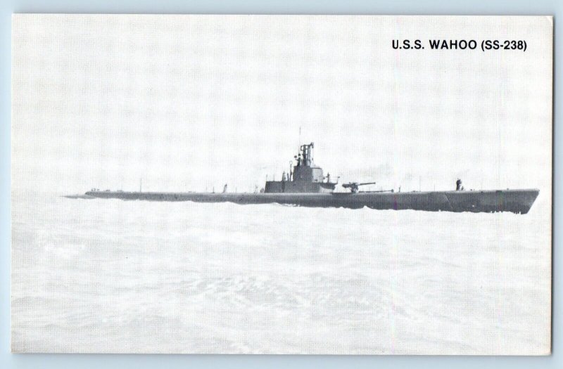 US Navy Ship Postcard USS Wahoo SS 238 Battleship c1930's Unposted Vintage