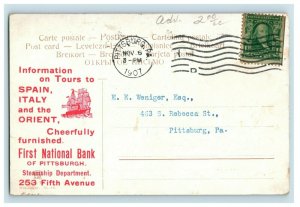 1907 First National Bank Pittsburgh Steamship Department Postcard F30 