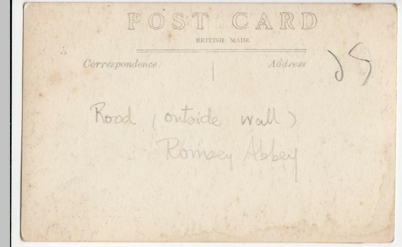 Hampshire; Rood, (Outside Wall), Romsey Abbey RP PPC, Unposted, c 1920's