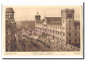 Spain Espana Old Postcard Barcelona Carrer de les Corts Universitat (university)