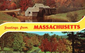 Postcard Greetings From Massachusetts Genuine Natural Color Scenic Views