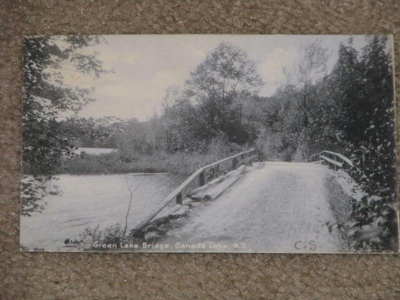 Green lake Bridge, Canada Lake, N.Y., used vintage card, 1905