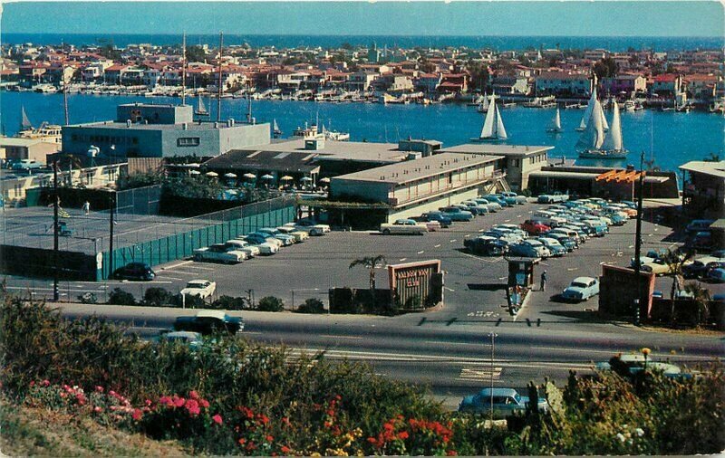 Autos Golden West Lido Isle California Newport Harbor 1950s Postcard 8881