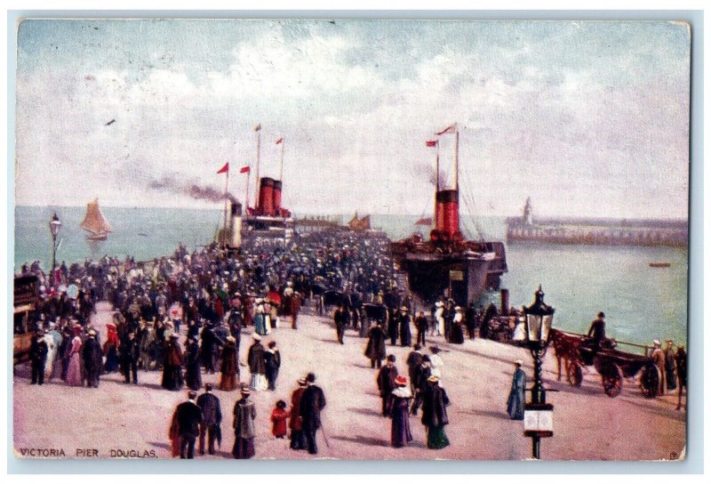 c1910's Victoria Pier Douglas Isle of Man Tuck's Oilette Posted Antique Postcard